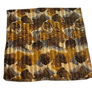 VTG Animal‎ Print Scarf Sheer Tiger Cougar Womens Oversized Old Money Chic Glam